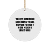 Handmade Gifts for Grandmother, Cute Circle Ornament with Quote - To My Amazing Grandmother, Never Forget How Much I Love You. - Gifts from Family for Grandma - Image 1